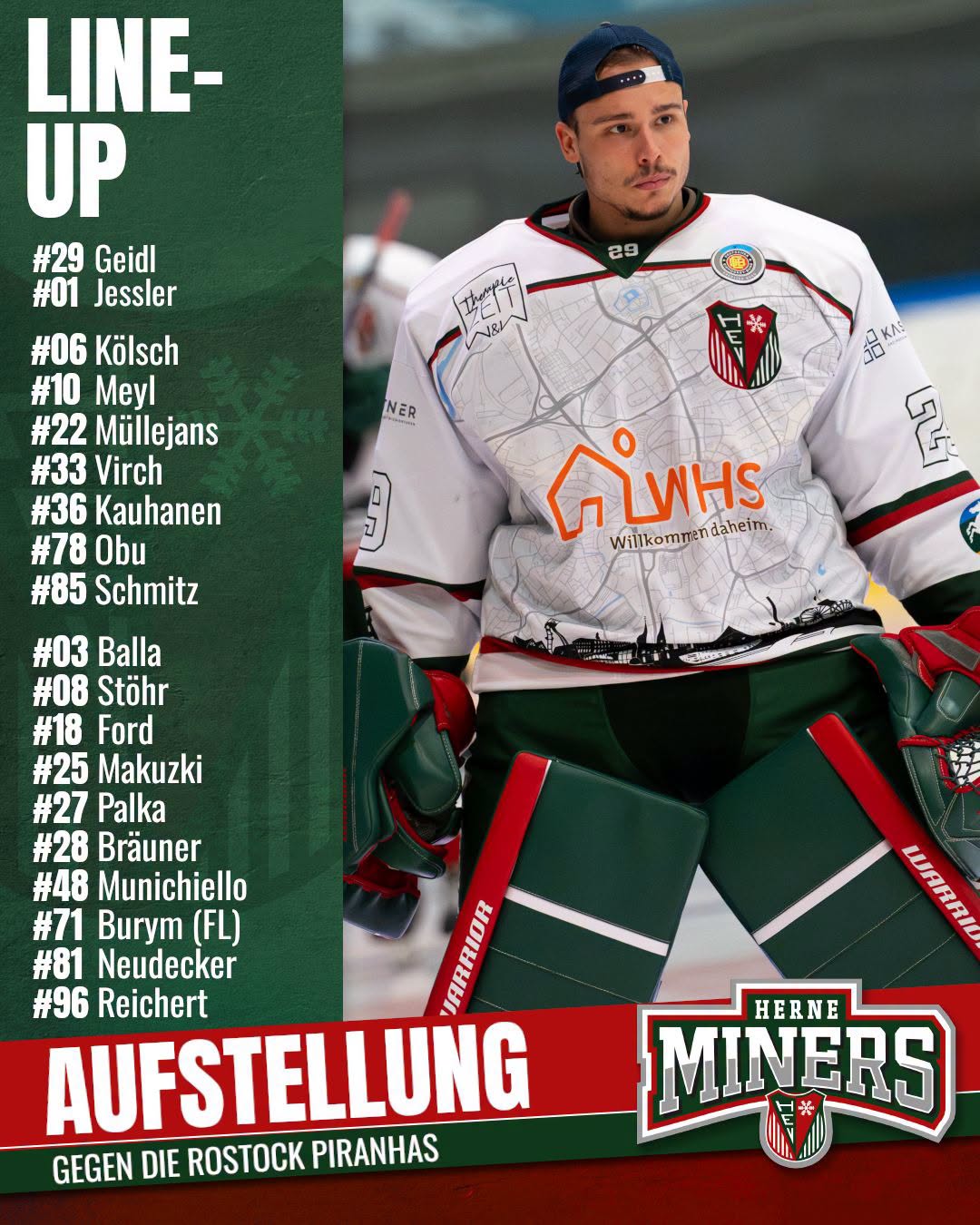 Unsere Aufstellung gegen die Piranhas! 💯