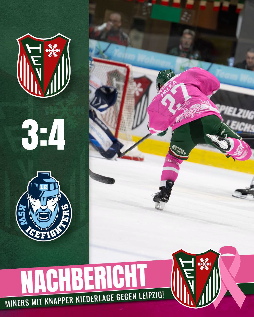 Miners unterliegen Leipzig knapp mit 3:4!
