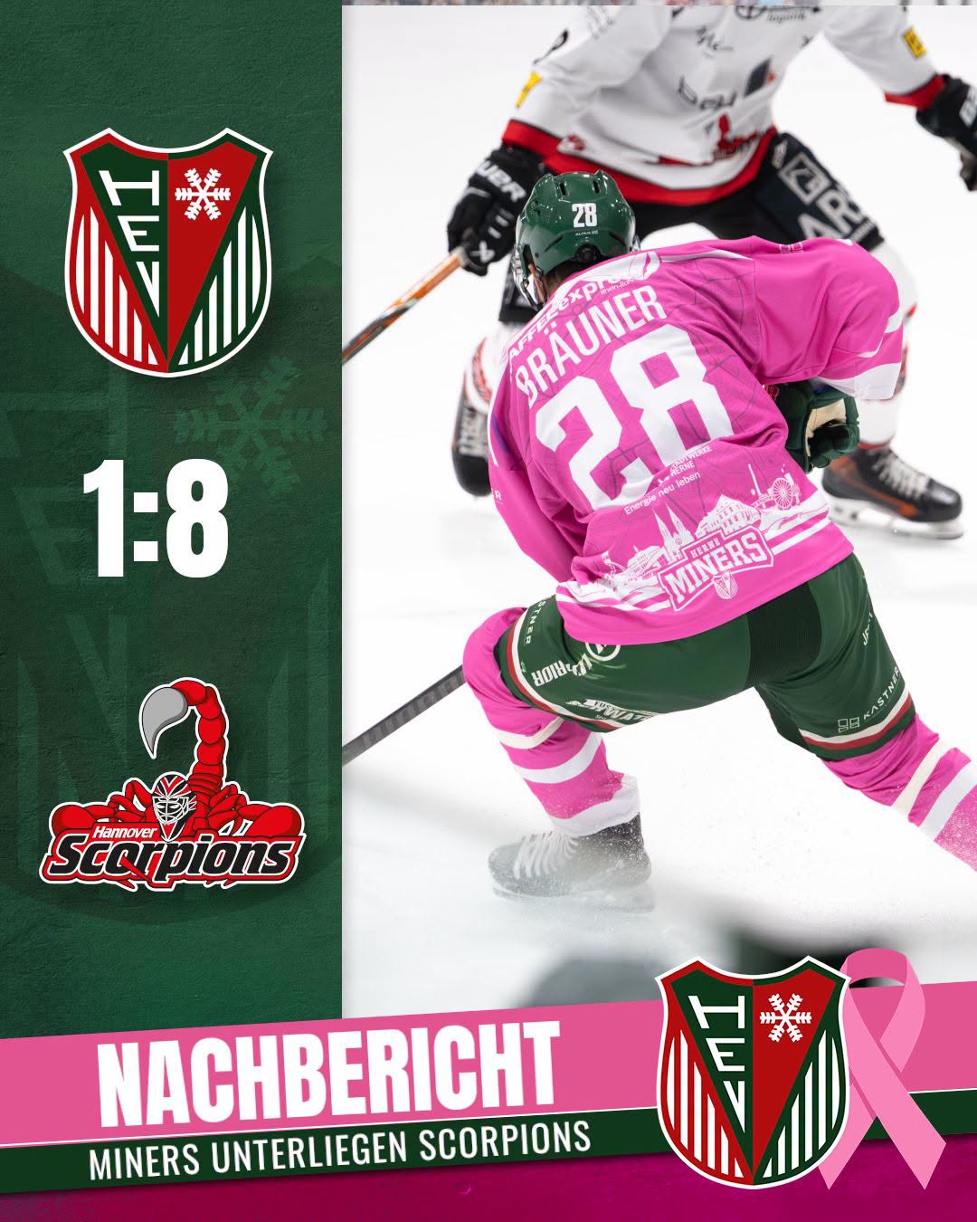 Miners unterliegen den Scorpions in der Hannibal-Arena
