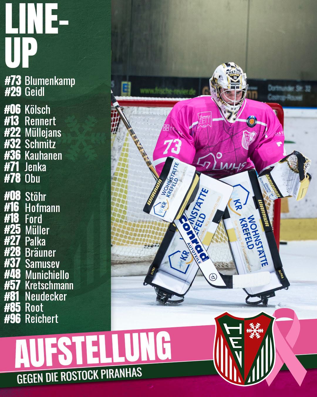 Unsere Aufstellung gegen die Piranhas! 💯